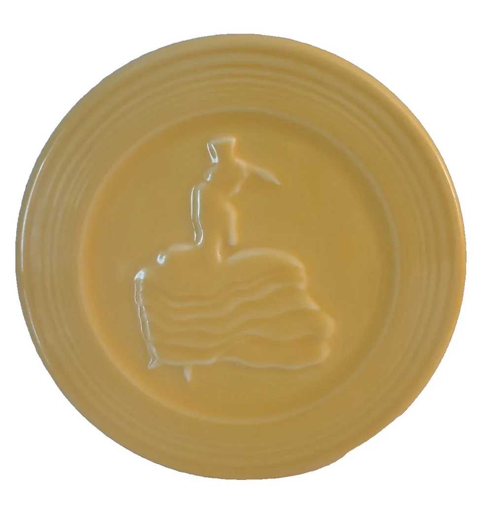 Fiestaware Sunflower Yellow Dancing Lady 6” Trivet Plate HLC USA WV Lead Free
